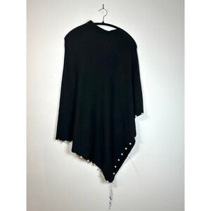 La Fiorentina Pearl Poncho‎ Knit Sweater Asymmetrical Shawl womens luxury top